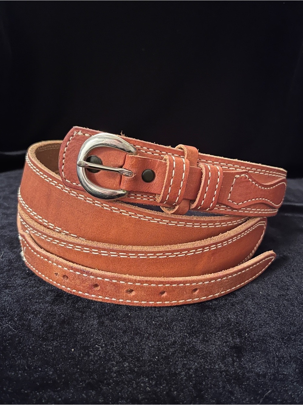 Vintage TEX TAN Brown Leather Ranger Belt Cowboy Style Sz 52
